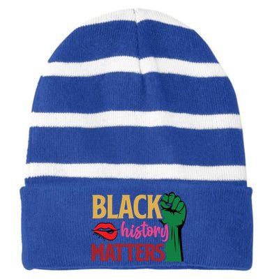 Black History Matters For Black History Month Gift Striped Beanie with Solid Band