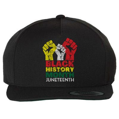 Black History Month And Junenth Pride Fists Cool Gift Wool Snapback Cap