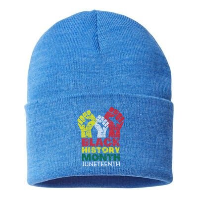 Black History Month And Junenth Pride Fists Cool Gift Sustainable Knit Beanie