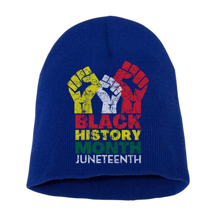 Black History Month And Junenth Pride Fists Cool Gift Short Acrylic Beanie