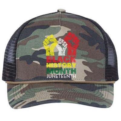 Black History Month And Junenth Pride Fists Cool Gift Retro Rope Trucker Hat Cap