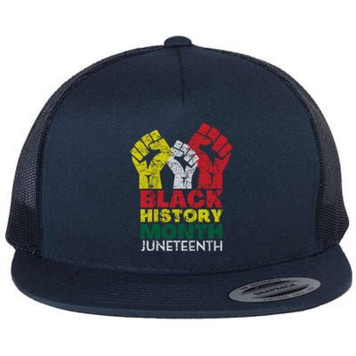 Black History Month And Junenth Pride Fists Cool Gift Flat Bill Trucker Hat