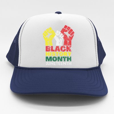 Black History Month And Junenth Pride Fists Cool Gift Trucker Hat