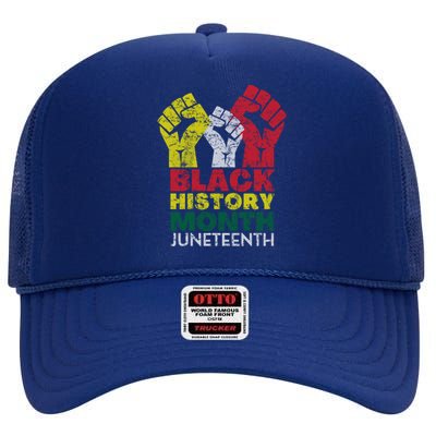 Black History Month And Junenth Pride Fists Cool Gift High Crown Mesh Back Trucker Hat