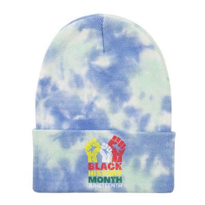 Black History Month And Junenth Pride Fists Cool Gift Tie Dye 12in Knit Beanie