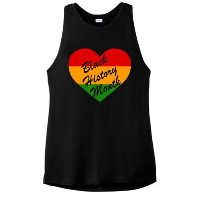 Black History Month Heart Love Ladies PosiCharge Tri-Blend Wicking Tank