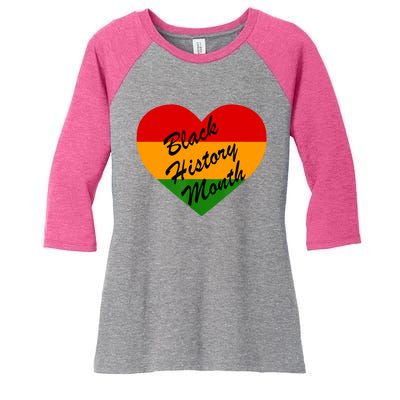 Black History Month Heart Love Women's Tri-Blend 3/4-Sleeve Raglan Shirt