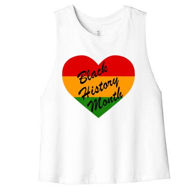 Black History Month Heart Love Women's Racerback Cropped Tank