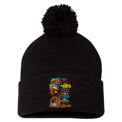 Black History Month African Woman Afro I Am The Storm Pom Pom 12in Knit Beanie