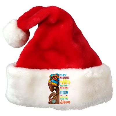 Black History Month African Woman Afro I Am The Storm Premium Christmas Santa Hat