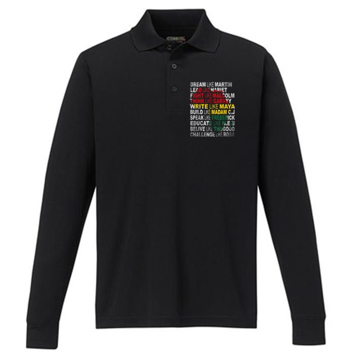 Black History Month Apparel Outfit Performance Long Sleeve Polo