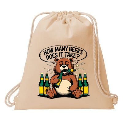 Bear How Many Beers Does It Take Drawstring Bag
