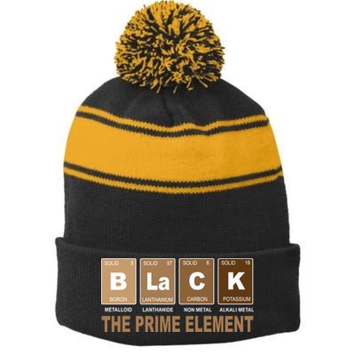 Black History Month Prime Element Stripe Pom Pom Beanie