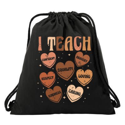 Black History Month I Teach Black History Teacher Retro Drawstring Bag