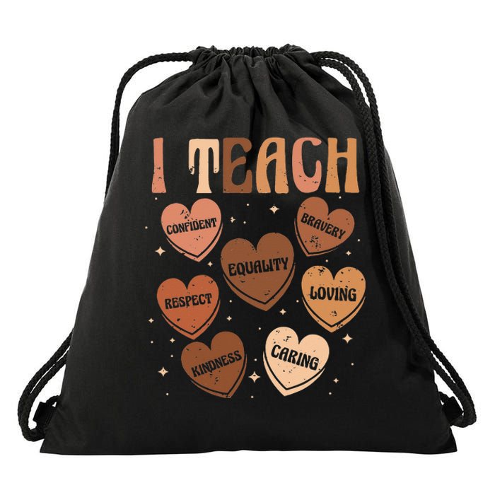 Black History Month I Teach Black History Teacher Retro Drawstring Bag