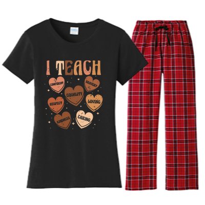 Black History Month I Teach Black History Teacher Retro Women's Flannel Pajama Set