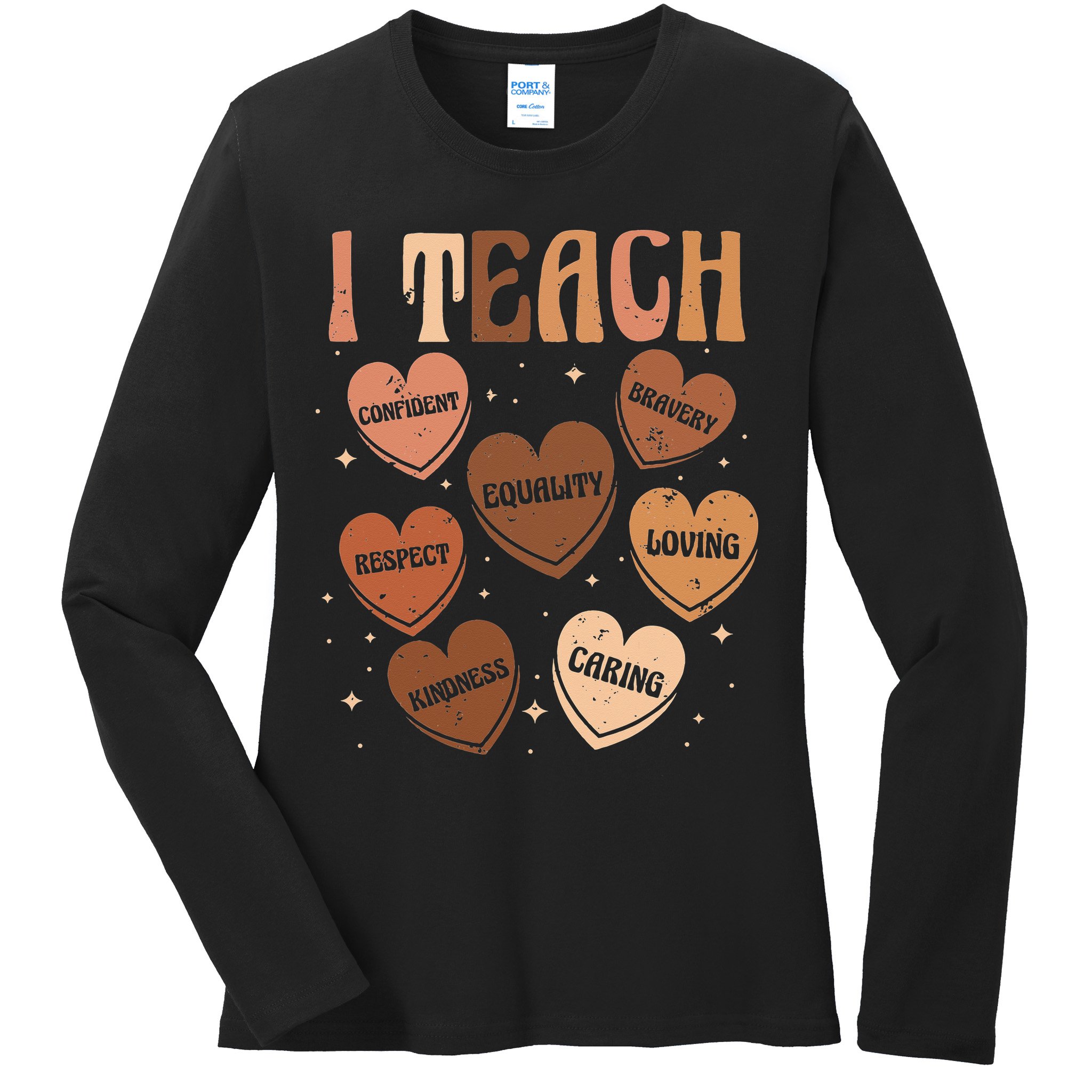 Black History Month I Teach Black History Teacher Retro Ladies Long Sleeve Shirt