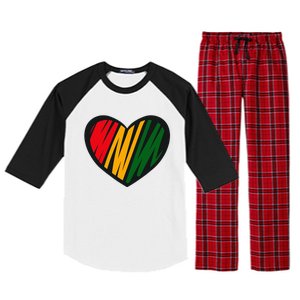 Black History Month Red Gold & Green Heart Raglan Sleeve Pajama Set