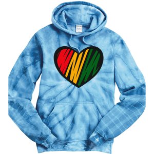 Black History Month Red Gold & Green Heart Tie Dye Hoodie