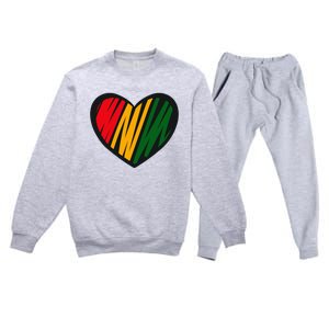 Black History Month Red Gold & Green Heart Premium Crewneck Sweatsuit Set