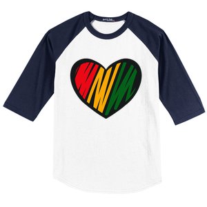 Black History Month Red Gold & Green Heart Baseball Sleeve Shirt