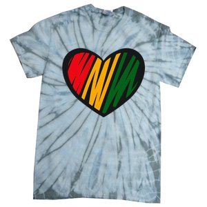 Black History Month Red Gold & Green Heart Tie-Dye T-Shirt