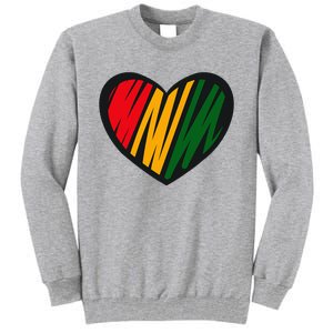 Black History Month Red Gold & Green Heart Tall Sweatshirt