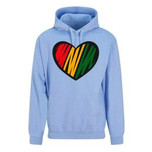 Black History Month Red Gold & Green Heart Unisex Surf Hoodie