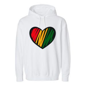 Black History Month Red Gold & Green Heart Garment-Dyed Fleece Hoodie