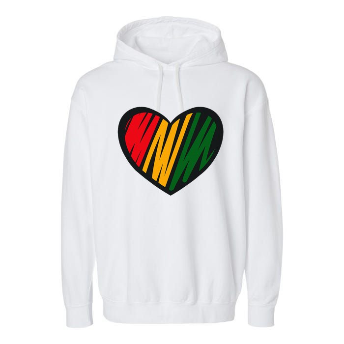 Black History Month Red Gold & Green Heart Garment-Dyed Fleece Hoodie