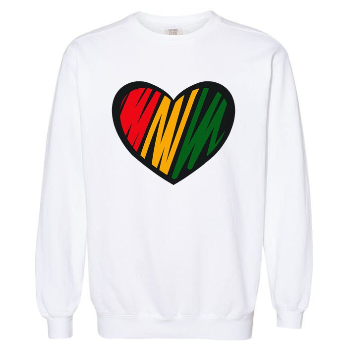 Black History Month Red Gold & Green Heart Garment-Dyed Sweatshirt