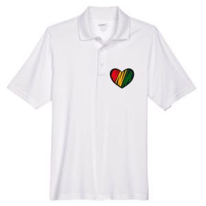 Black History Month Red Gold & Green Heart Men's Origin Performance Pique Polo