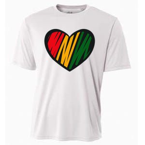 Black History Month Red Gold & Green Heart Cooling Performance Crew T-Shirt