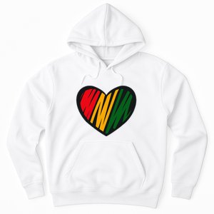 Black History Month Red Gold & Green Heart Hoodie