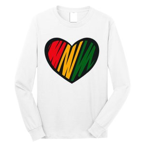 Black History Month Red Gold & Green Heart Long Sleeve Shirt