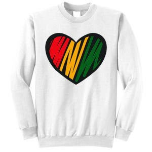 Black History Month Red Gold & Green Heart Sweatshirt