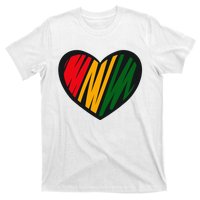 Black History Month Red Gold & Green Heart T-Shirt