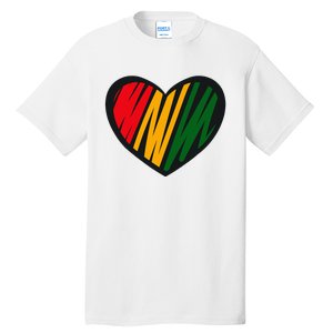 Black History Month Red Gold & Green Heart Tall T-Shirt