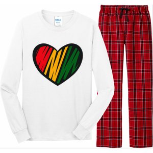 Black History Month Red Gold & Green Heart Long Sleeve Pajama Set