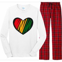 Black History Month Red Gold & Green Heart Long Sleeve Pajama Set