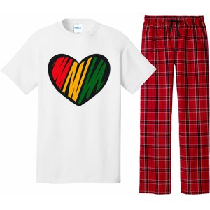 Black History Month Red Gold & Green Heart Pajama Set