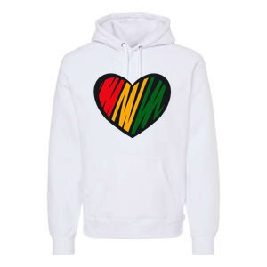 Black History Month Red Gold & Green Heart Premium Hoodie