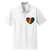 Black History Month Red Gold & Green Heart Dry Zone Grid Polo