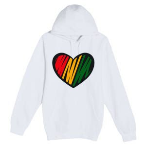 Black History Month Red Gold & Green Heart Premium Pullover Hoodie