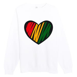 Black History Month Red Gold & Green Heart Premium Crewneck Sweatshirt