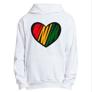 Black History Month Red Gold & Green Heart Urban Pullover Hoodie