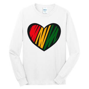 Black History Month Red Gold & Green Heart Tall Long Sleeve T-Shirt