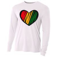 Black History Month Red Gold & Green Heart Cooling Performance Long Sleeve Crew