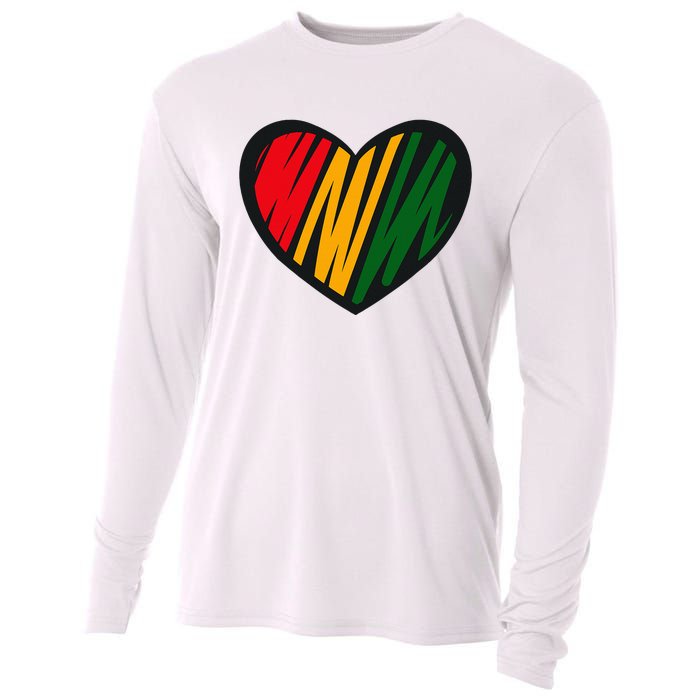 Black History Month Red Gold & Green Heart Cooling Performance Long Sleeve Crew