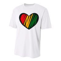 Black History Month Red Gold & Green Heart Performance Sprint T-Shirt